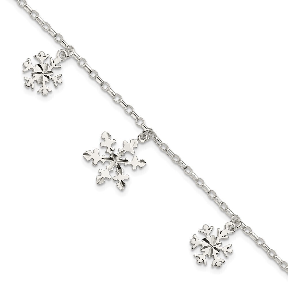 Kazi Luxury Sterling Silver Diamond-Cut Snowflake Bracelet